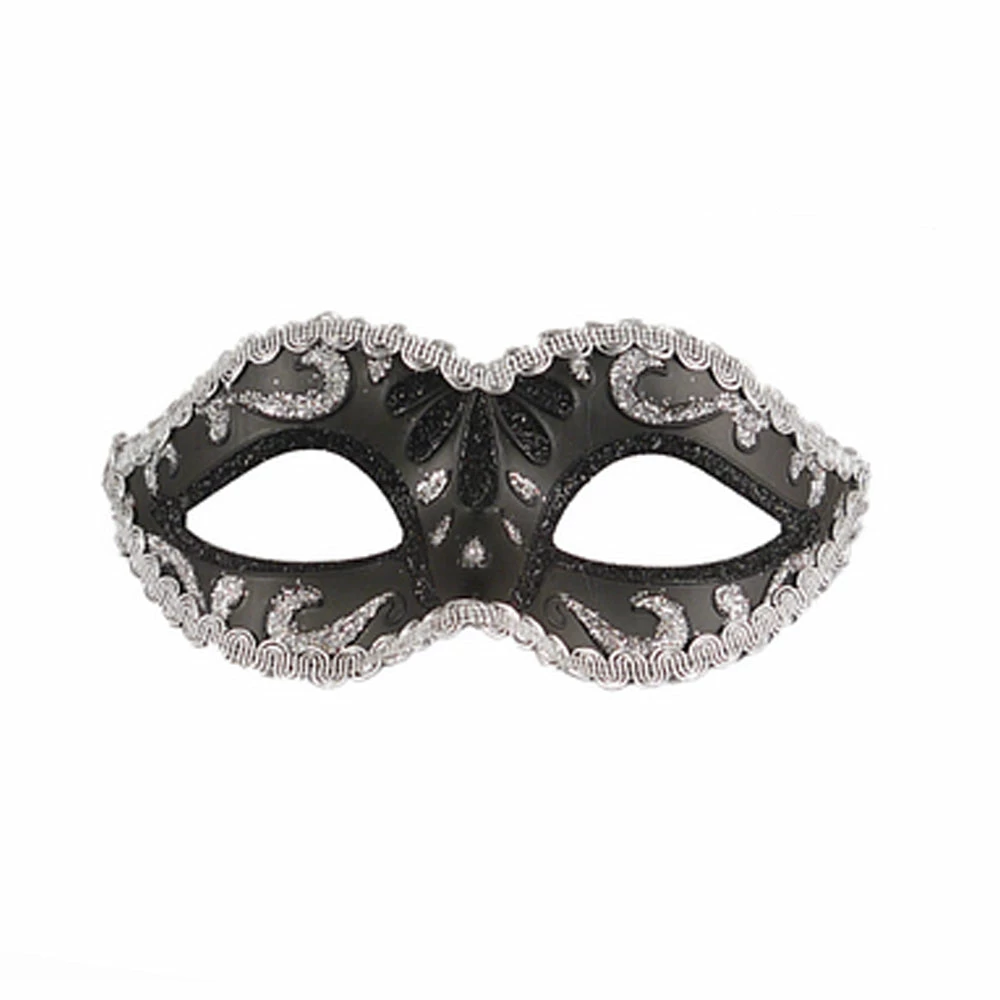 Glitter Black And Silver Trim Eyemask 3 Glitter Black And Silver Trim Eyemask