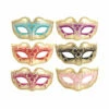Glitter Eye Masks With Metallic Trim - 6 Assorted Colours