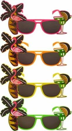 Flamingo And Palm Tree Glasses - Assorted Colours - Each