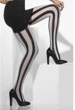 Black And White Vertical Stripe Tights