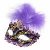Purple, Black And Gold Feather Eyemask With Stone -Glamourguise Store product 104992 1 orig