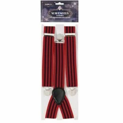 1920's Red And Blue Striped Braces