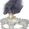 Silver Decorative Eyemask With Feather And Jewel 1 Silver Decorative Eyemask With Feather And Jewel -Glamourguise Store product 106798 1 orig