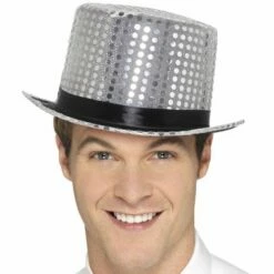 Silver Sequin Top Hat