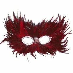 Red & Black Feather Eye Mask
