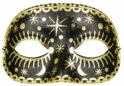 Black & Gold Moon & Stars Domino Mask
