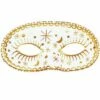 White & Gold Moon & Stars Domino Mask -Glamourguise Store product 67612 1 orig