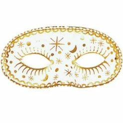 White & Gold Moon & Stars Domino Mask