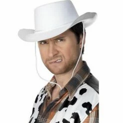 White Plastic Flock Cowboy Hat