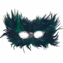 Green & Black Feather Eye Mask