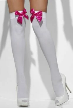 White Stockings With Hot Pink Bow
