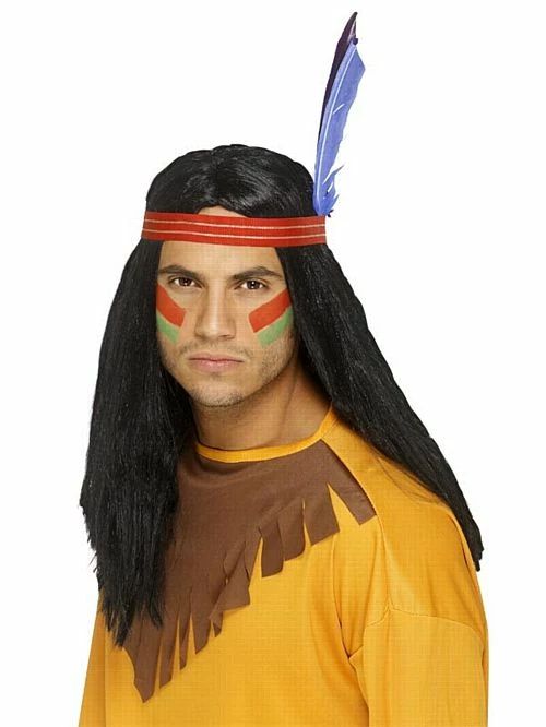 Indian Brave Wig & Feather Headband 3 Indian Brave Wig & Feather Headband