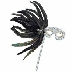 Silver Sequin Mask On Stick