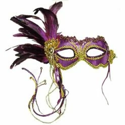 Purple Eye Mask With Feather Decoration