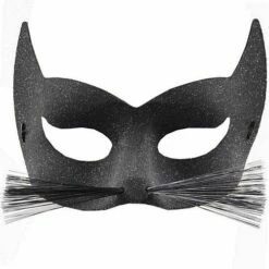 Black Glitter Cat With Whiskers Eye Mask