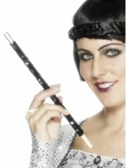 Black Sequinned Cigarette Holder - 30cm
