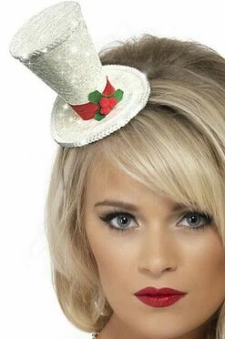White Christmas Top Hat On Headband