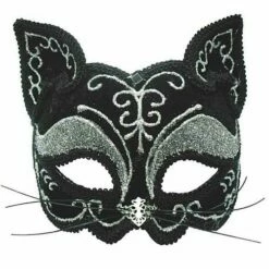 Black And Silver Decorative Cat Mask