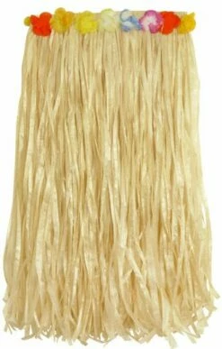 Natural Grass Hula Skirt With Flower Waistband- 80cm