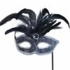 Black Mask With Silver Trim And Feathers -Glamourguise Store product 88451 1 orig