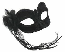 Black Velvet Flower Mask- Glasses Style