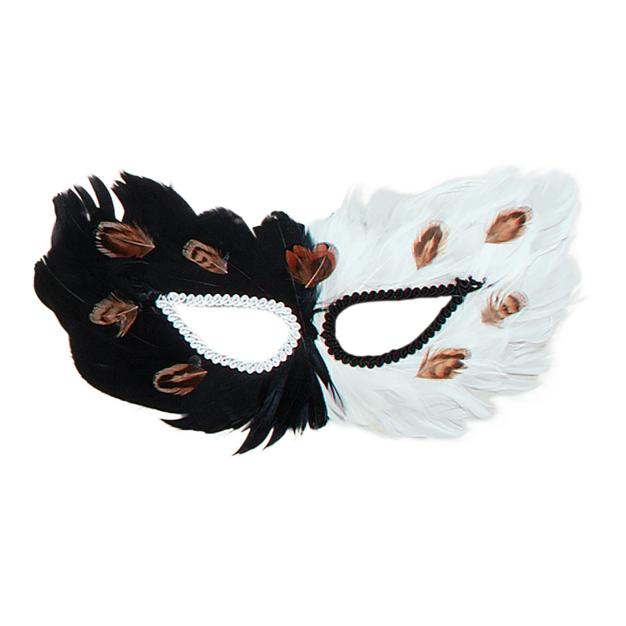 Fancy Dress Store -Glamourguise Store Feather Eye Mask Black White Masks
